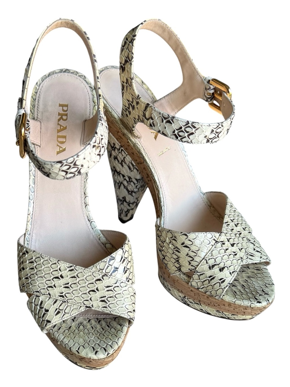 Prada Snakeskin Python Platform Sandals - Picture 5 of 12